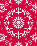 Crimson White Intricate Snowflake Design Rug