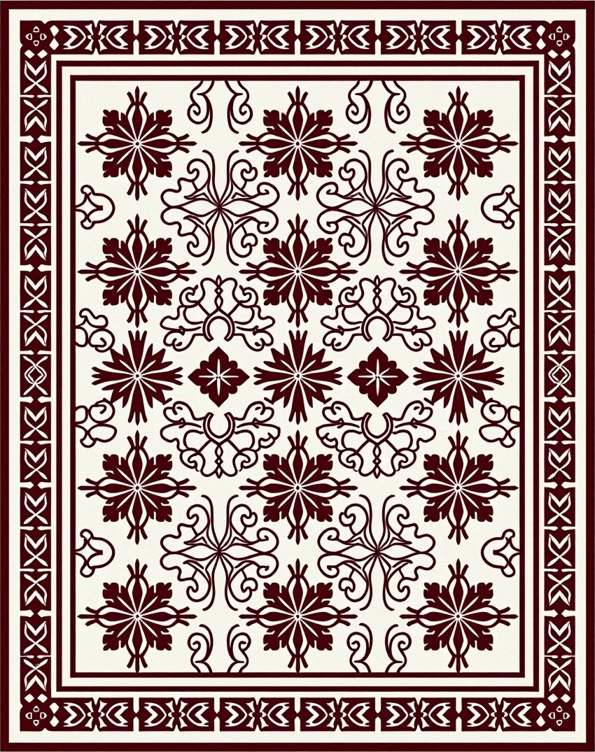 Classic Floral Motif Geometric Design Rug