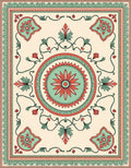Pale Floral Medallion Border Pattern Rug