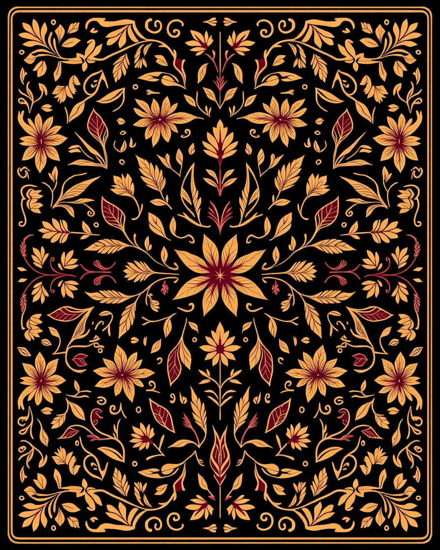 Ornate Floral Vines Traditional Pattern Rug