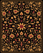Ornate Floral Vines Traditional Pattern Rug