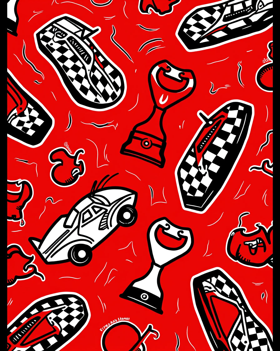 Bold Graphic Cars Bottles Rug