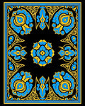 Bold Blue Yellow Floral Scroll Rug