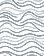 Muted Gray Wavy Lines Pattern Rug