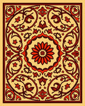 Crimson Floral Swirl Ornament Rug