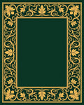 Ornate Golden Leaf Border Design Rug