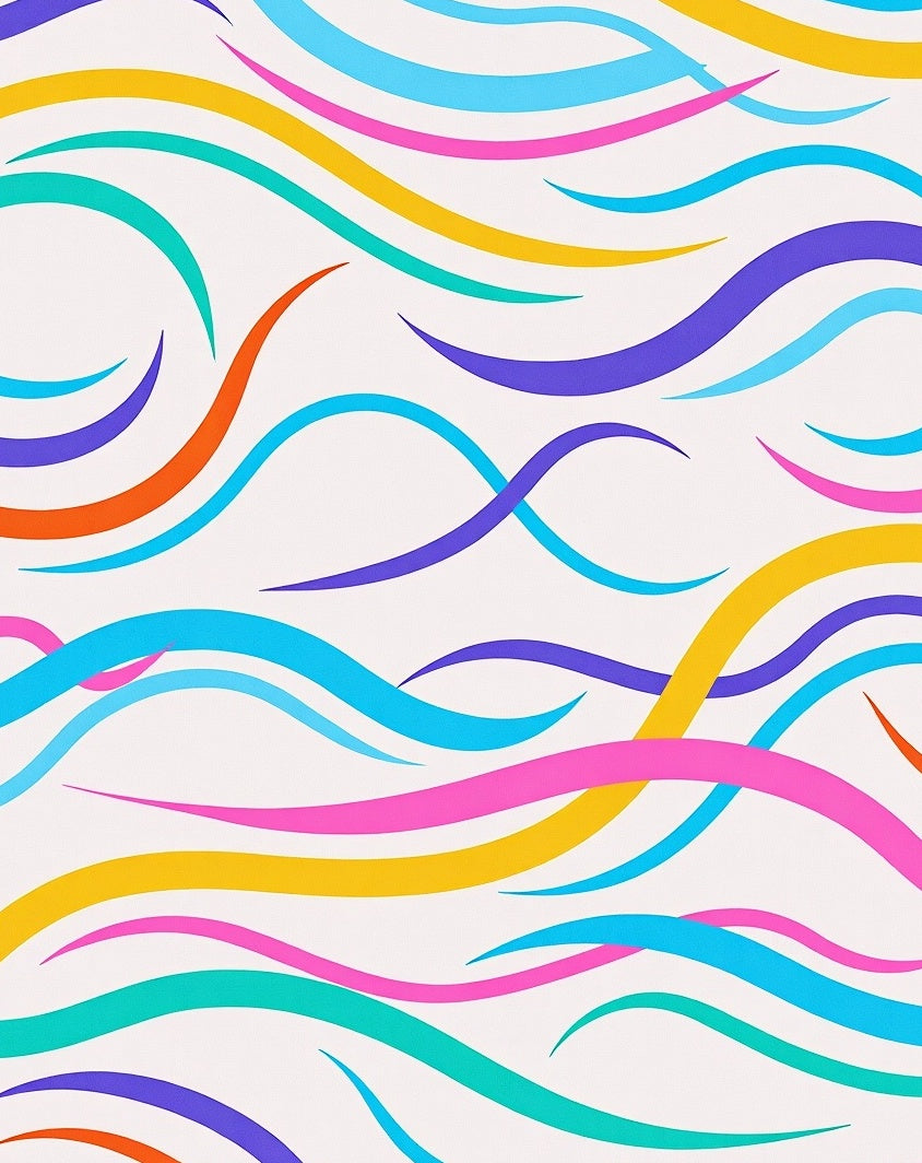 Wavy Abstract Colorful Swirls Design Rug