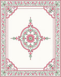 Elegant Pink Green Floral Medallion Rug