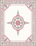 Elegant Pink Green Floral Medallion Rug