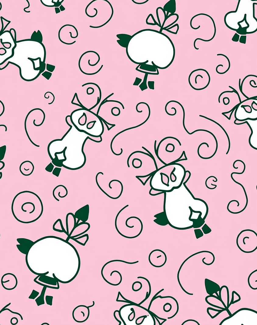 Whimsical Pink Creature Swirls Rug