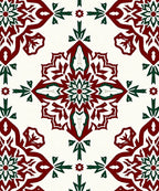 Rich Crimson Forest Green Medallion Pattern Rug