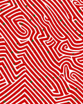 Abstract Red White Flowing Maze Rug