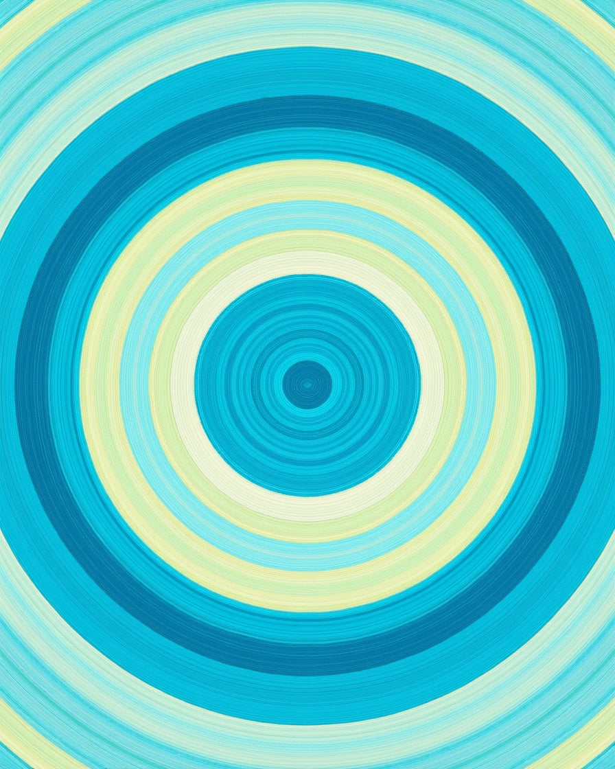 Concentric Circles Blue Yellow Rug