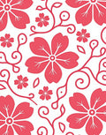 Charming Coral Floral Vine Pattern Rug