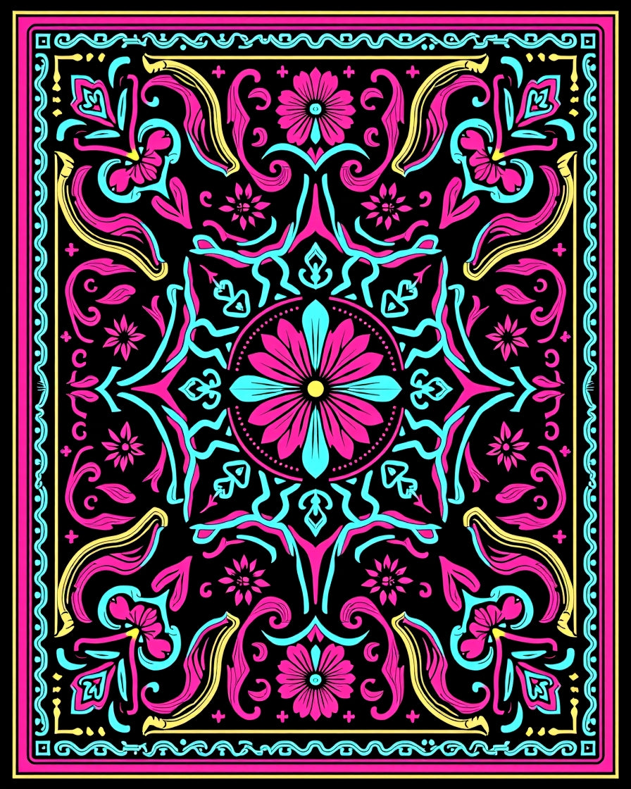 Vibrant Floral Mandala Pattern Rug