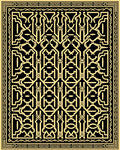 Intricate Black Gold Geometric Motif Rug