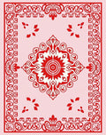 Red Scrollwork Central Floral Pattern Rug