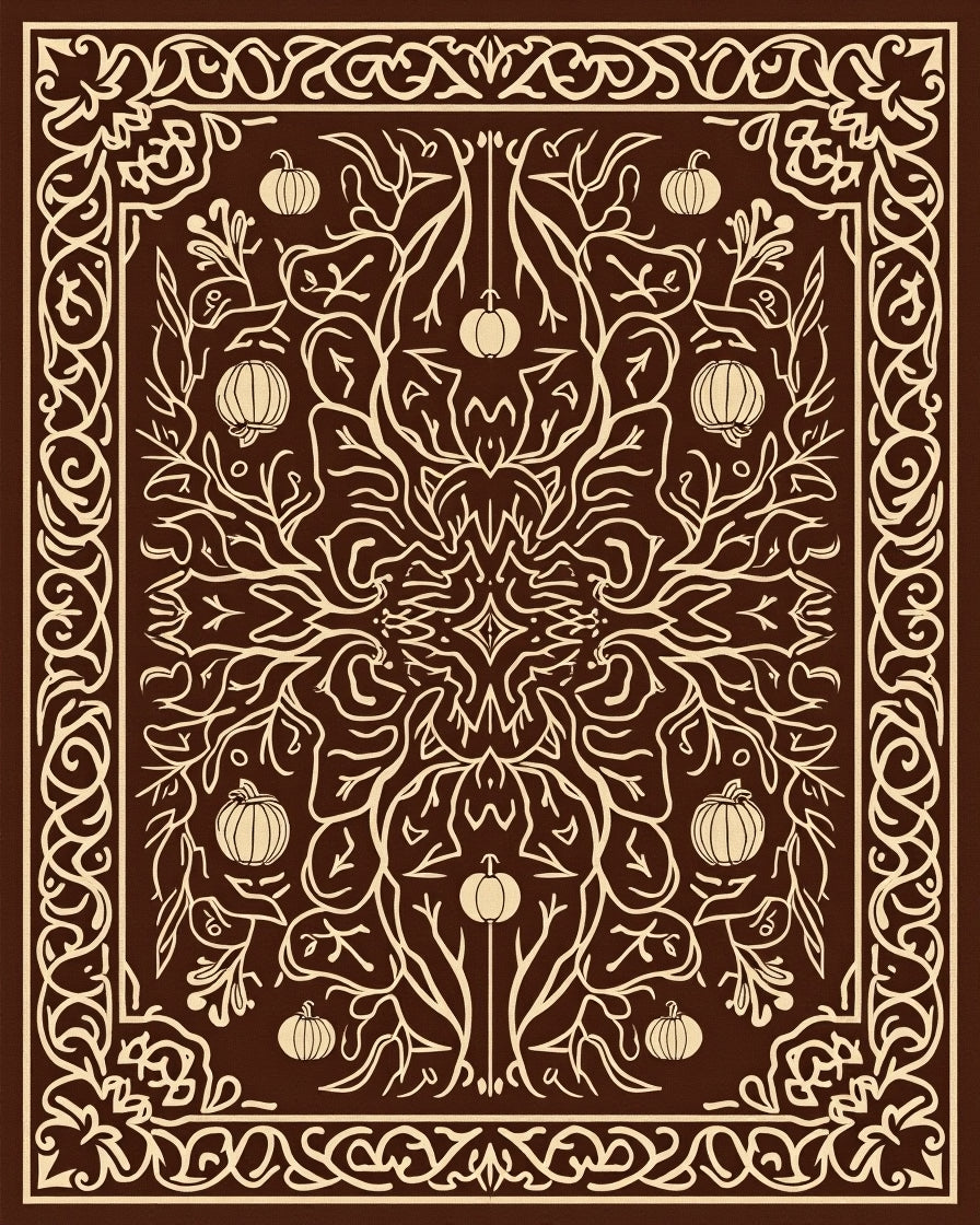Autumnal Vines With Pumpkin Accents Rug
