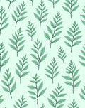 Delicate Green Leaf Pattern Rug