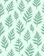 Delicate Green Leaf Pattern Rug