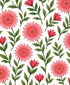 Coral Flower And Greenery Pattern Rug