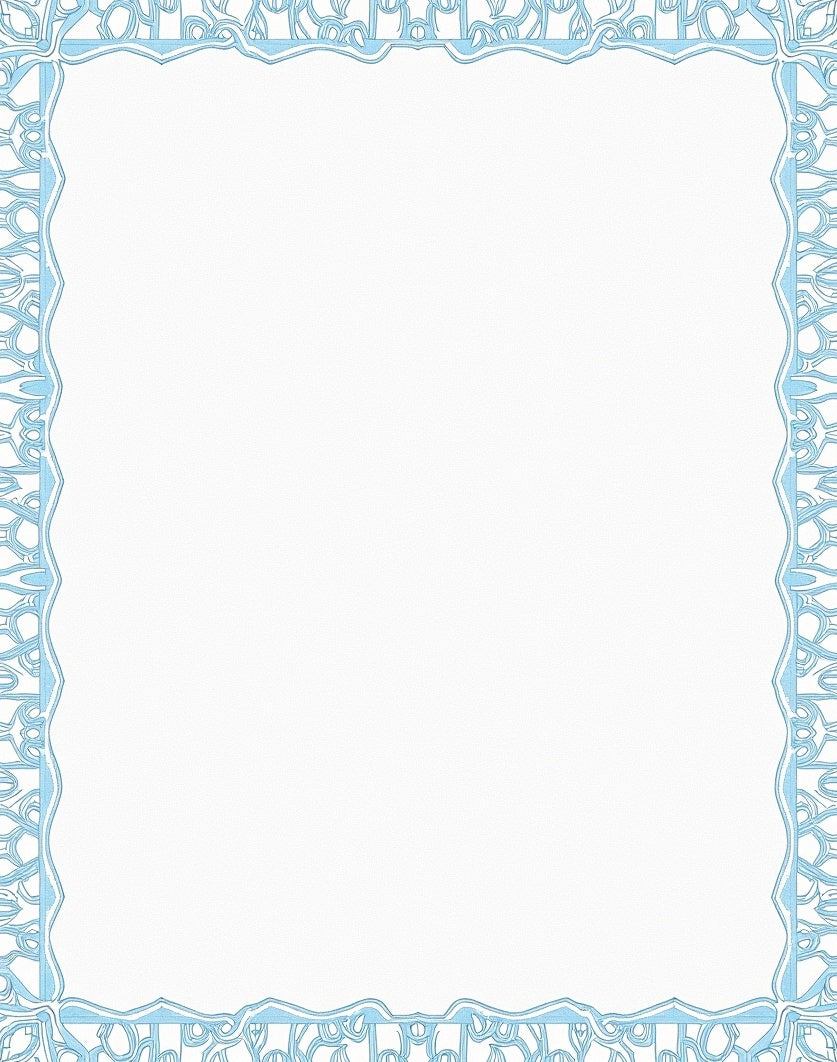 Light Blue Ornate Scroll Border Rug