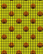 Joyful Pumpkin Gridded Pattern Rug