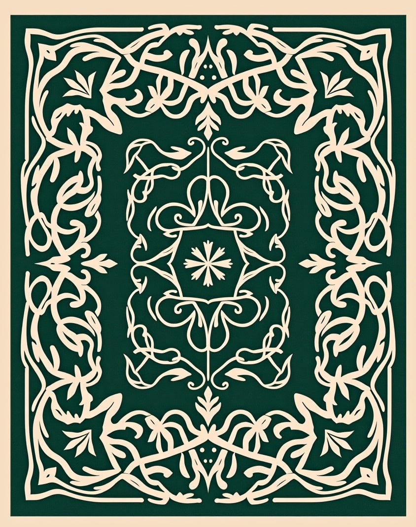 Elegant Cream Floral Border Design Rug