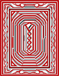 Red Stripped Abstract Geometric Design Rug