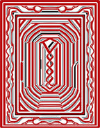 Red Stripped Abstract Geometric Design Rug