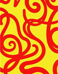 Bright Yellow Red Swirl Pattern Rug