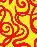 Bright Yellow Red Swirl Pattern Rug