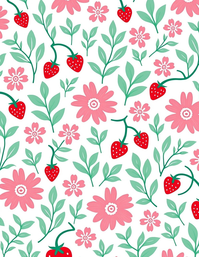 Sweet Strawberry Floral Garden Rug