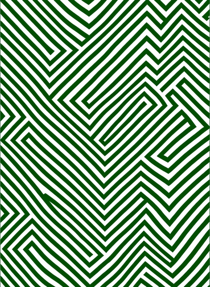 Green And White Maze Pattern Rug