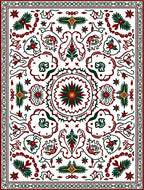 Folk Art Floral Geometric Pattern Rug