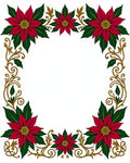 Festive Red Poinsettia Scroll Border Rug
