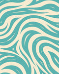 Teal And Cream Swirl Pattern Rug