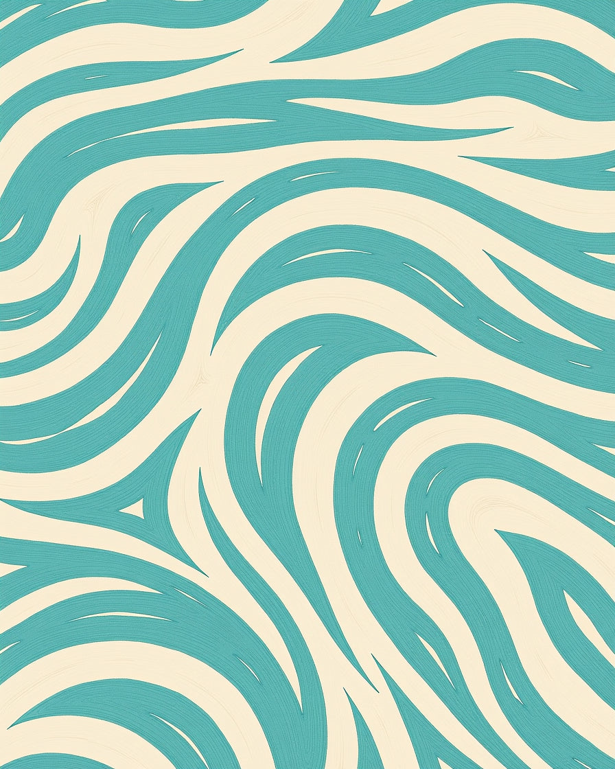 Teal And Cream Swirl Pattern Rug