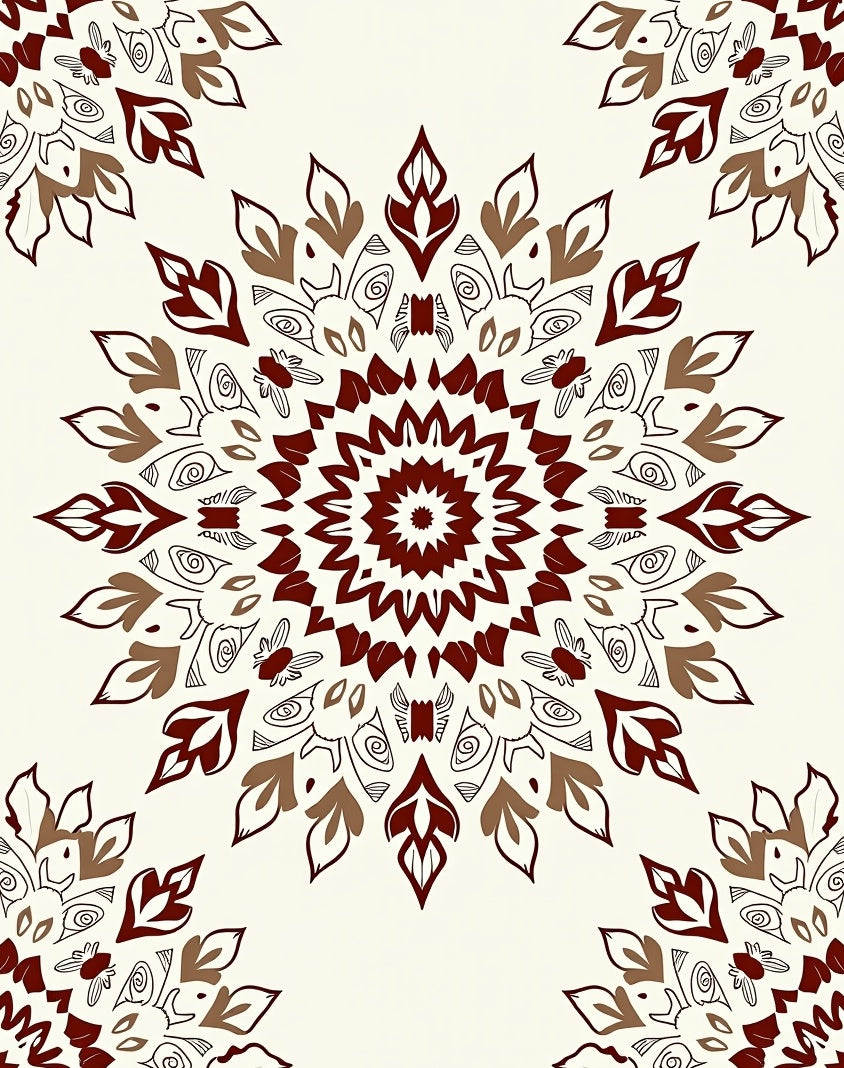 Ornate Mandala Patterned Floral Design Rug