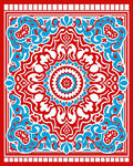 Red Blue White Intricate Mandala Design Rug