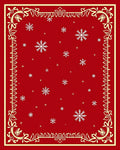 Red Snowflake Scroll Border Design Rug