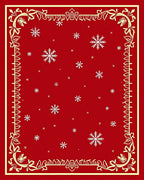 Red Snowflake Scroll Border Design Rug
