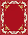 Traditional Red Gold Floral Border Design Rug