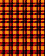Bold Red Orange Black Plaid Pattern Rug