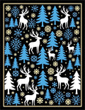 Winter Woodland Deer Snowflake Trees Rug