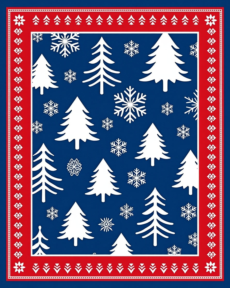 Winter Trees Snowflakes Pattern Rug