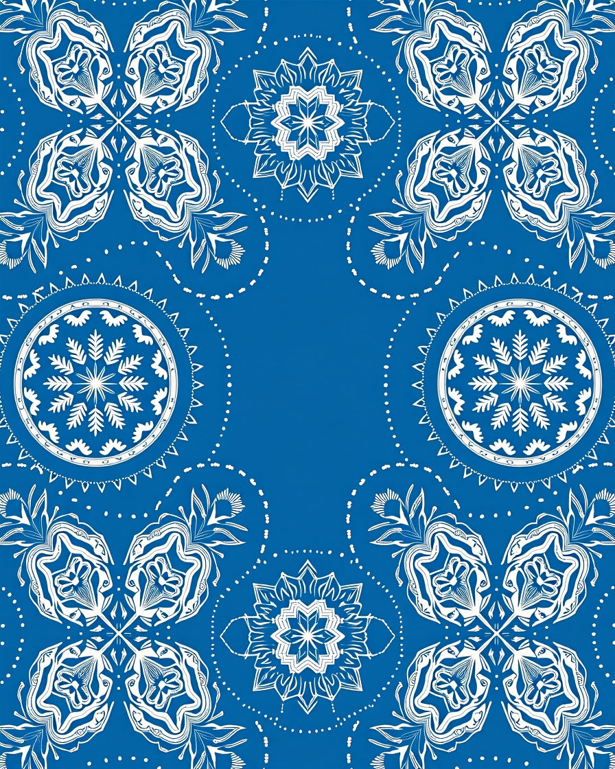 Intricate Blue White Floral Mandalas Rug