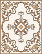 Elegant Brown Scrollwork Floral Accent Rug