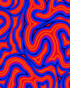 Bold Red Blue Swirling Pattern Rug