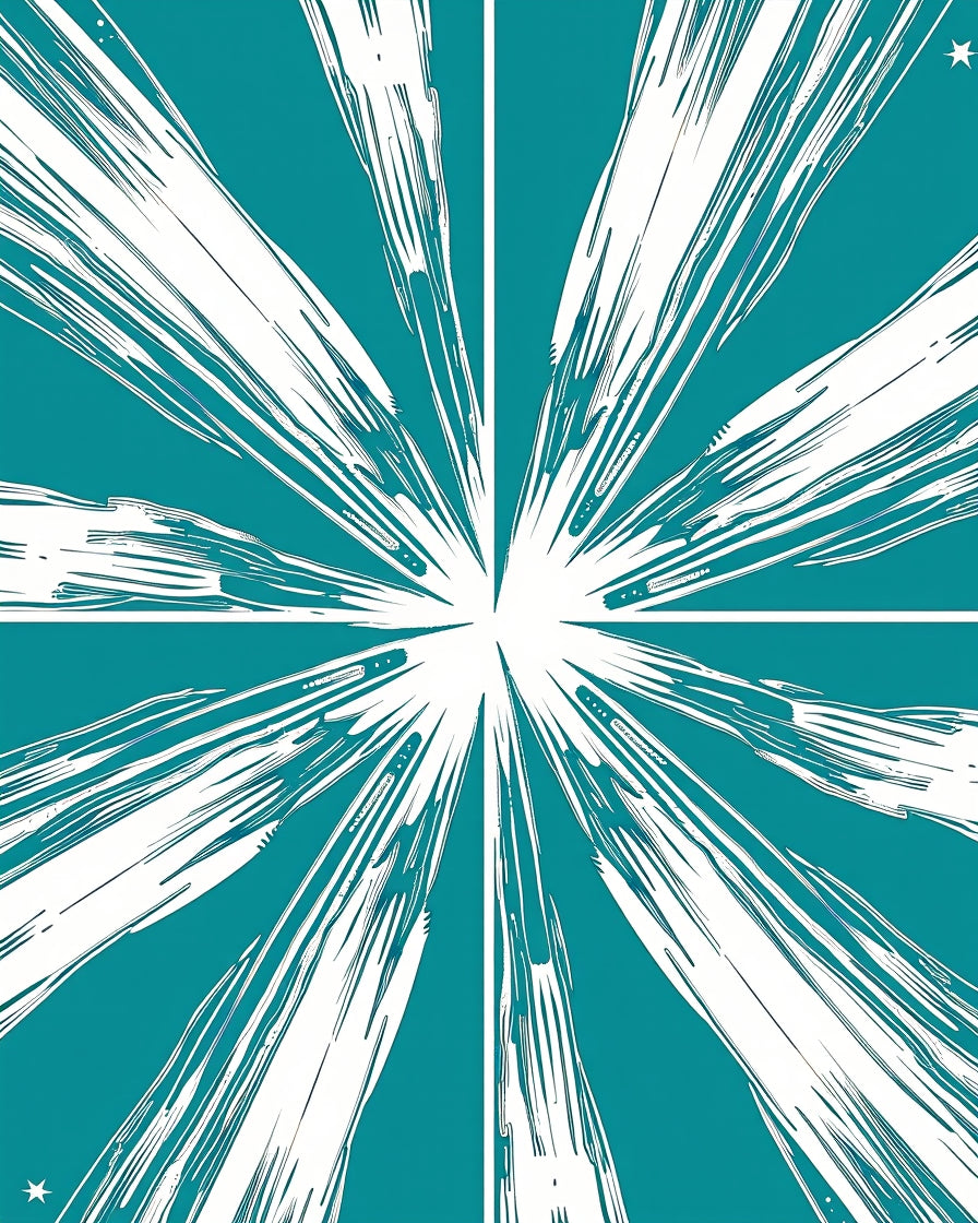 Radiant Starburst Teal White Aura Rug